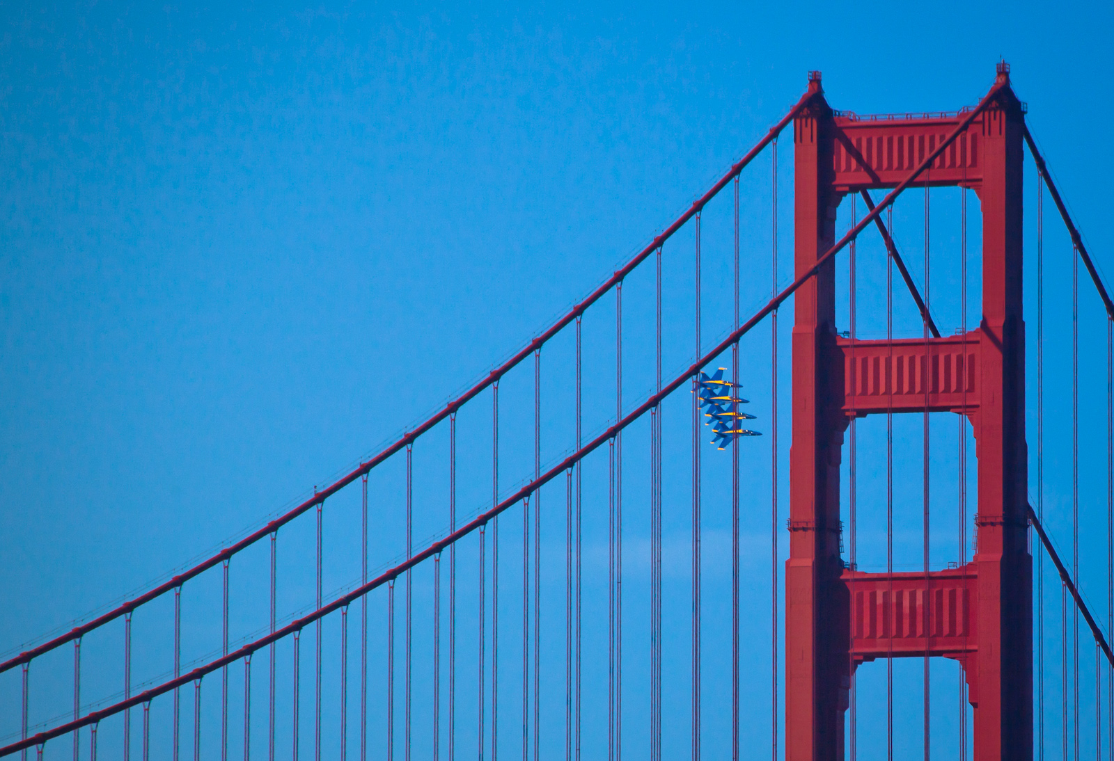 A View of the Golden Gate Bridge with the Blue Angels