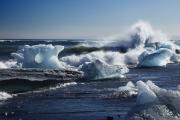 Ice blocks rushing the shore in Iceland