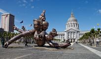 Zhang Huan sculpture -Three Heads Six Arms- displayed in front of San Francisco City Hall 2010-2011