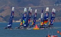 USA cuts around the cone in the Redbull Youth Race-America's Cup San Francisco