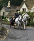 Part of the Wedding Party arrives in Castle Coombe, England
