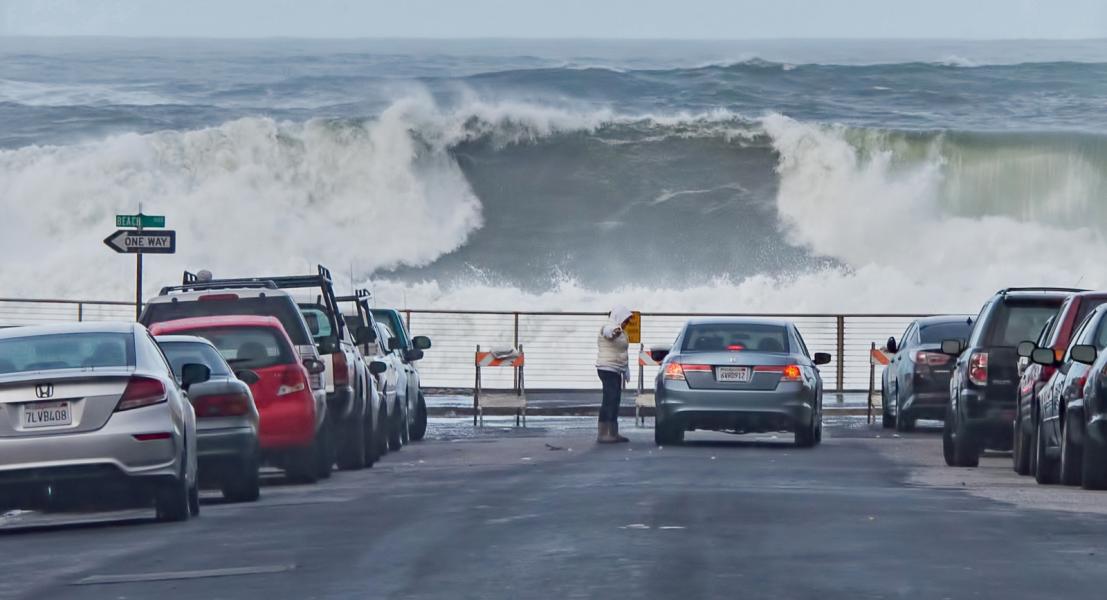 High surf caused many road closures in Pacifica this winter.