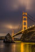 The Golden Gate Bridge just before sunrise