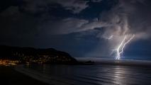Lightning off the coast of Linda Mar Beach