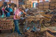 Tourists visit cork factory,-Sao Bras de Alportel, Portugal