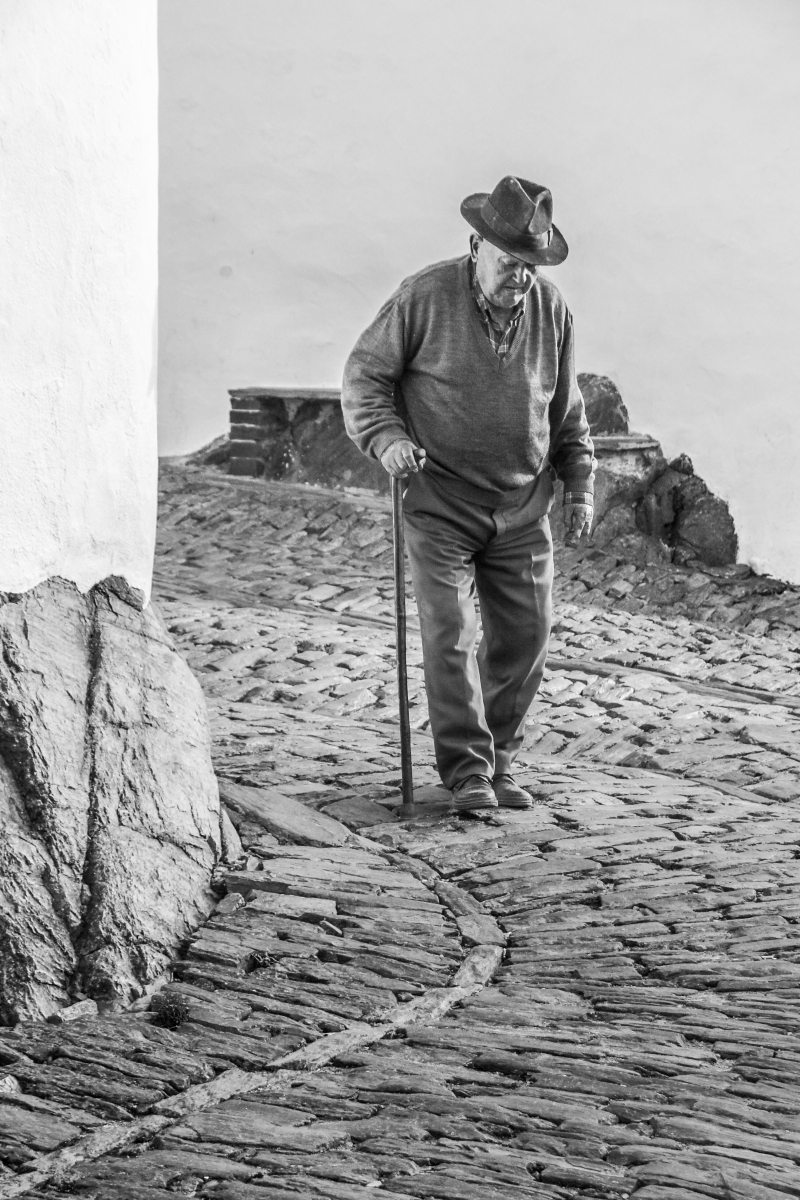 Man with cane. Monsaraz, Portugal