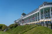 Posh Grand Hotel on Mackinac Island, built in 1887, is a National Historic Landmark-with the worlds longest front porch at 660 feet.