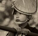 Japanese Boy in Traditional Headress.