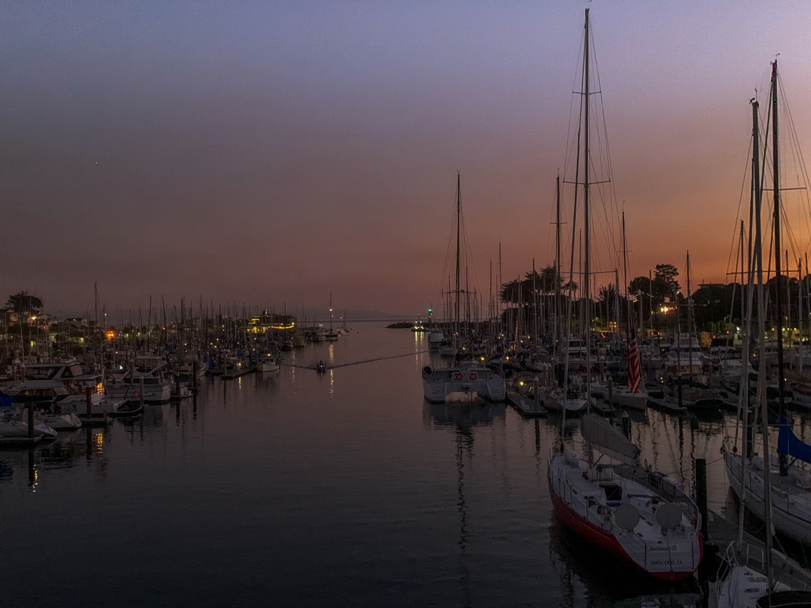 The shipyard of Santa Cruz at sunset