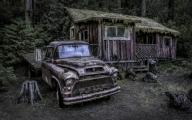 Fixer-upper in the woods, serious offers only.  Truck included.