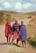 Masai Herdsmen in Traditional Colors, Tanzania, Africa