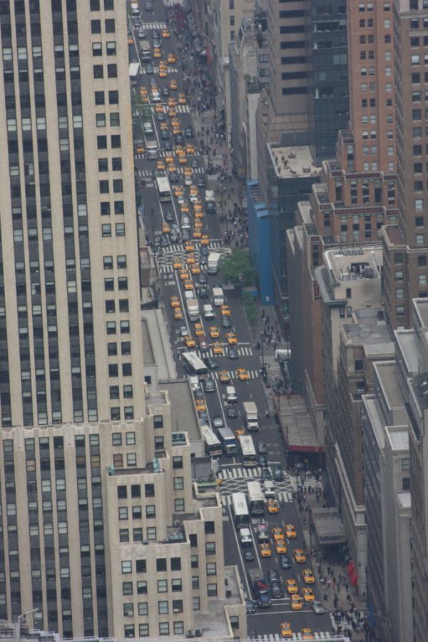 Taxi Conga Line in midtown Manhattan