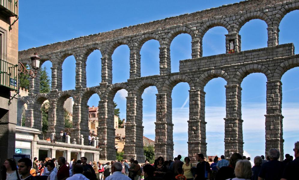 The Roman Aqueduct in Sewgovia, Spain