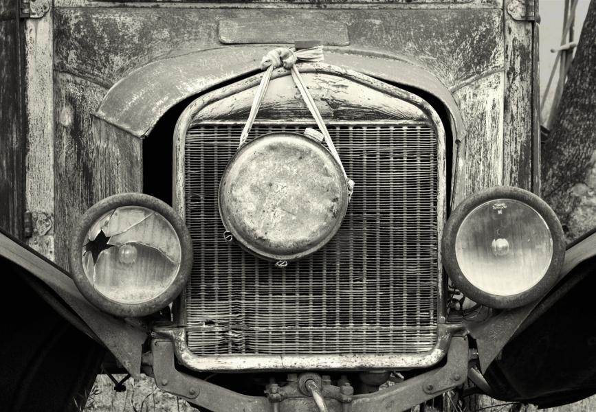 Broken Headlamp on an Old Ford