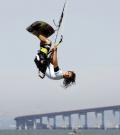 Wild Eyed Kite Boarder Goes Upside Down, King of the Bay, Foster City