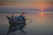 Thai fishing village at sunset