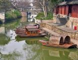 Boats on the moat, Tiger Hill Pagoda, Suzhou, China